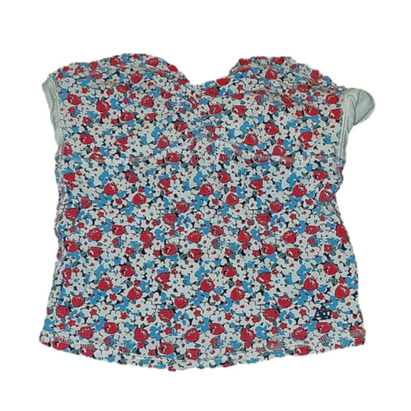 𝅺Blue & red floral sleeveless crop top with tie back Small - Picture 1 of 10